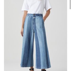 CLOSED two tone striped wide leg cropped jeans